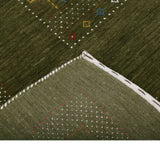 Green Tribal Center Pattern Hand Loomed Wool Area Rug
