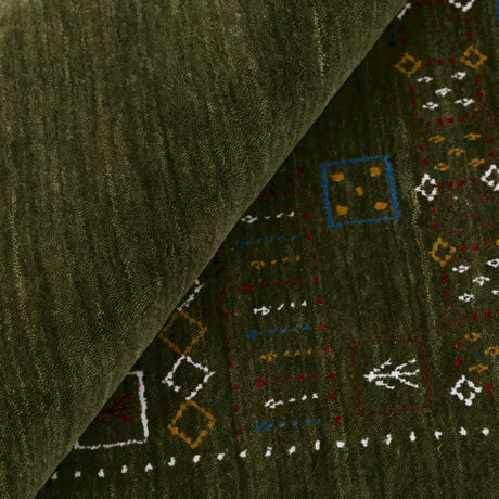 Green Tribal Center Pattern Hand Loomed Wool Area Rug