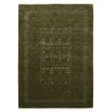 Green Tribal Center Pattern Hand Loomed Wool Area Rug