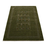 Green Tribal Center Pattern Hand Loomed Wool Area Rug