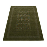 Green Tribal Center Pattern Hand Loomed Wool Area Rug