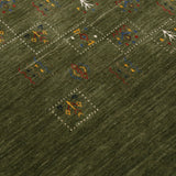 Green Tribal Design Hand Loomed Wool Area Rug