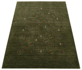 Green Tribal Design Hand Loomed Wool Area Rug