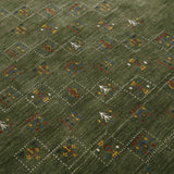 Green Tribal Design Hand Loomed Wool Area Rug