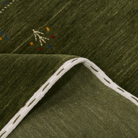Green Tribal Design Hand Loomed Wool Area Rug