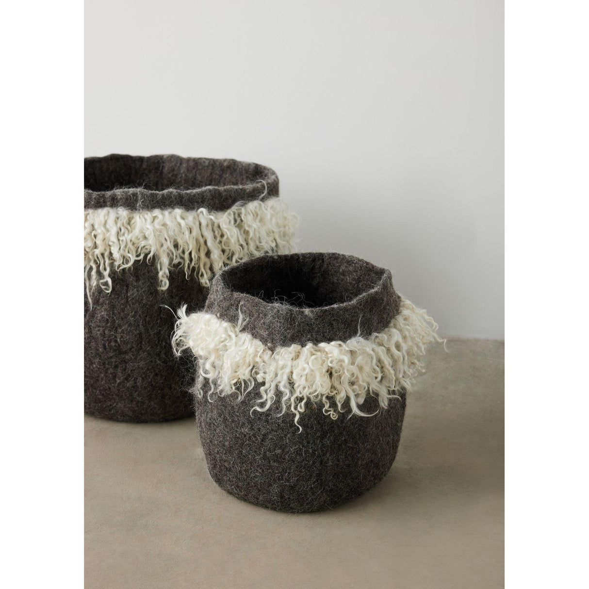 Grey Fringed Skirt Wool & Mohair Basket