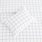 Grid Printed Cotton Percale Duvet Set