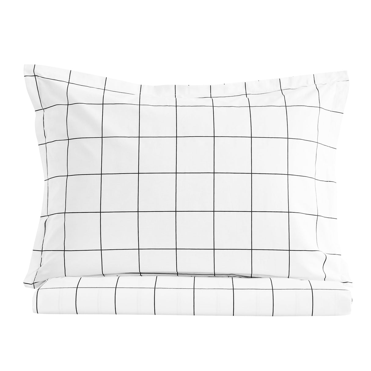 Grid Printed Cotton Percale Duvet Set-Duvets-Parc Decor