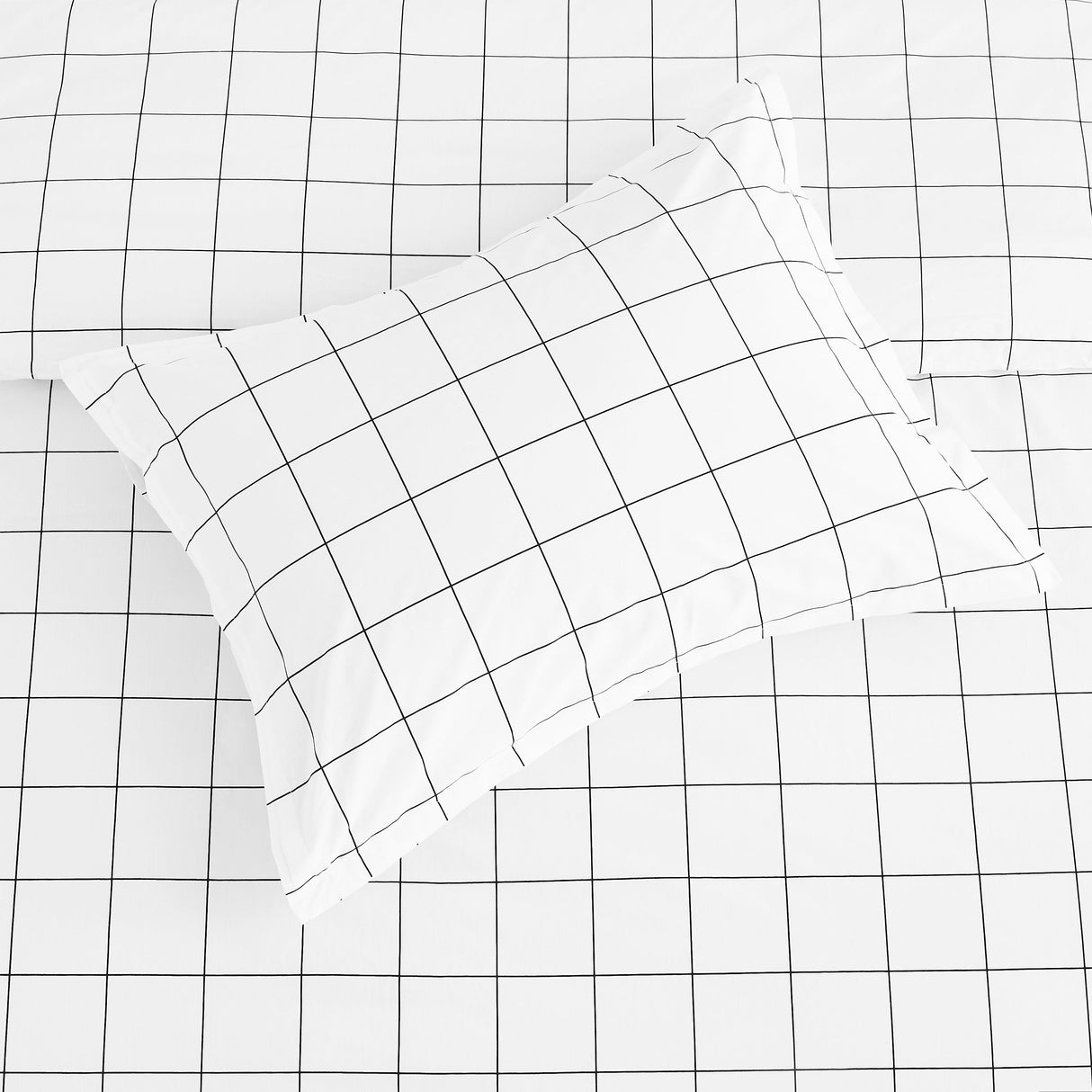 Grid Printed Cotton Percale Duvet Set-Duvets-Parc Decor