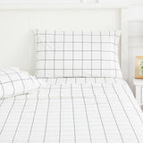 Grid Printed Cotton Percale Pillowcases-Pillow Case-Parc Decor