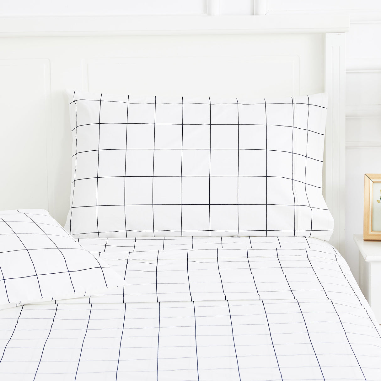 Grid Printed Cotton Percale Pillowcases-Pillow Case-Parc Decor