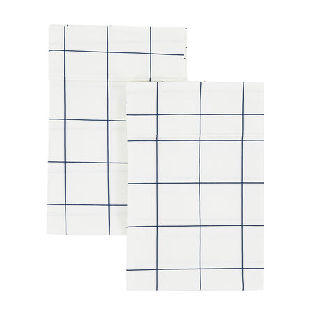 Grid Printed Cotton Percale Pillowcases-Pillow Case-Parc Decor