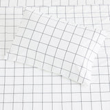 Grid Printed Cotton Percale Pillowcases