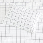 Grid Printed Cotton Percale Sheet Set