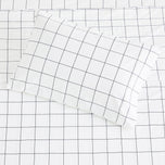 Grid Printed Cotton Percale Sheet Set