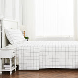 Grid Printed Cotton Percale Sheet Set-Bed Sheets-Parc Decor