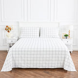 Grid Printed Cotton Percale Sheet Set-Bed Sheets-Parc Decor