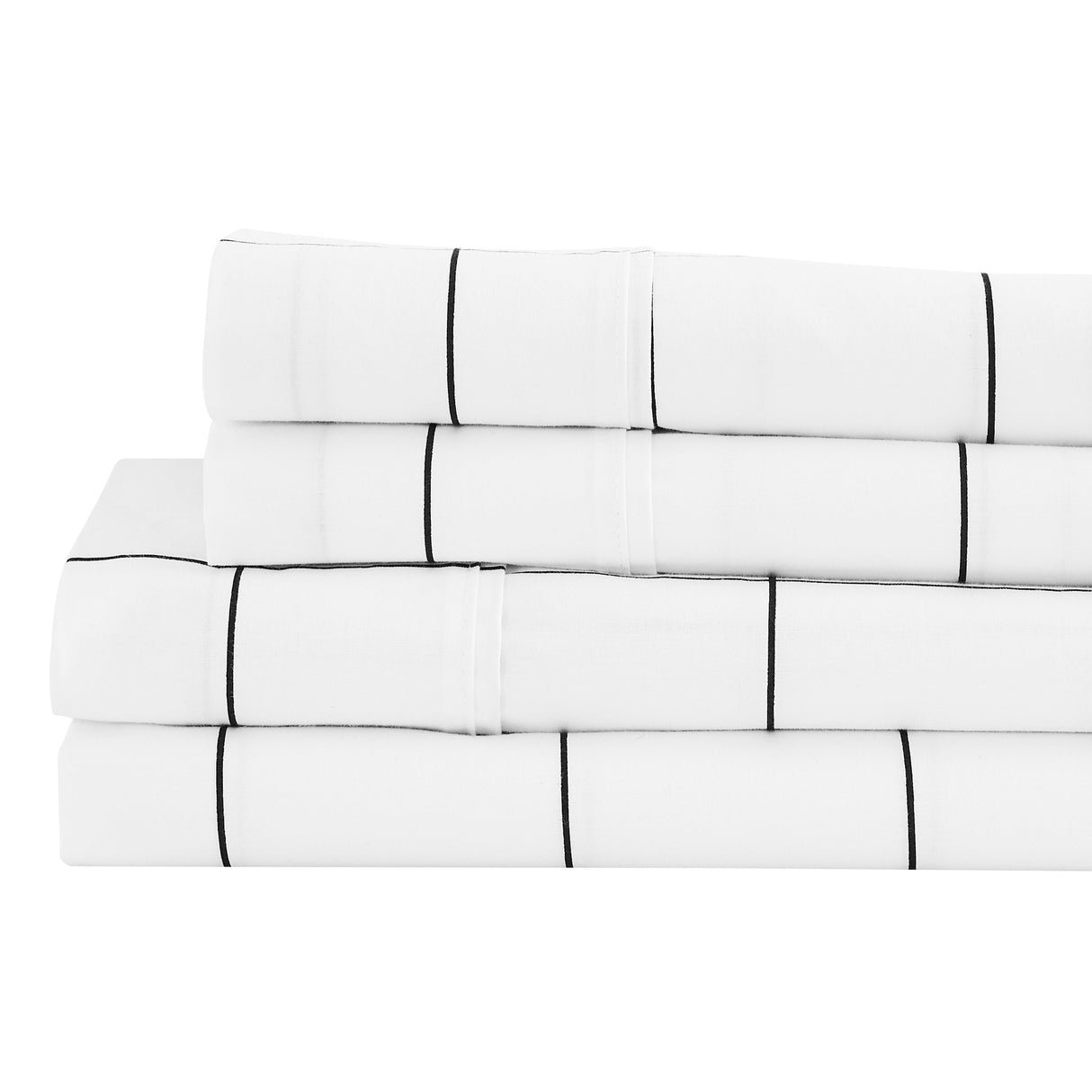 Grid Printed Cotton Percale Sheet Set-Bed Sheets-Parc Decor