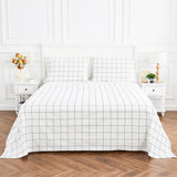 Grid Printed Cotton Percale Sheet Set-Bed Sheets-Parc Decor