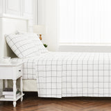 Grid Printed Cotton Percale Sheet Set-Bed Sheets-Parc Decor