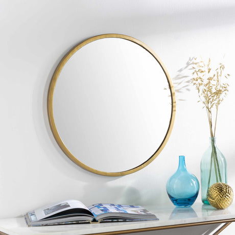 Guindarohan Gold Frame Round Mirror-Mirrors-Parc Decor