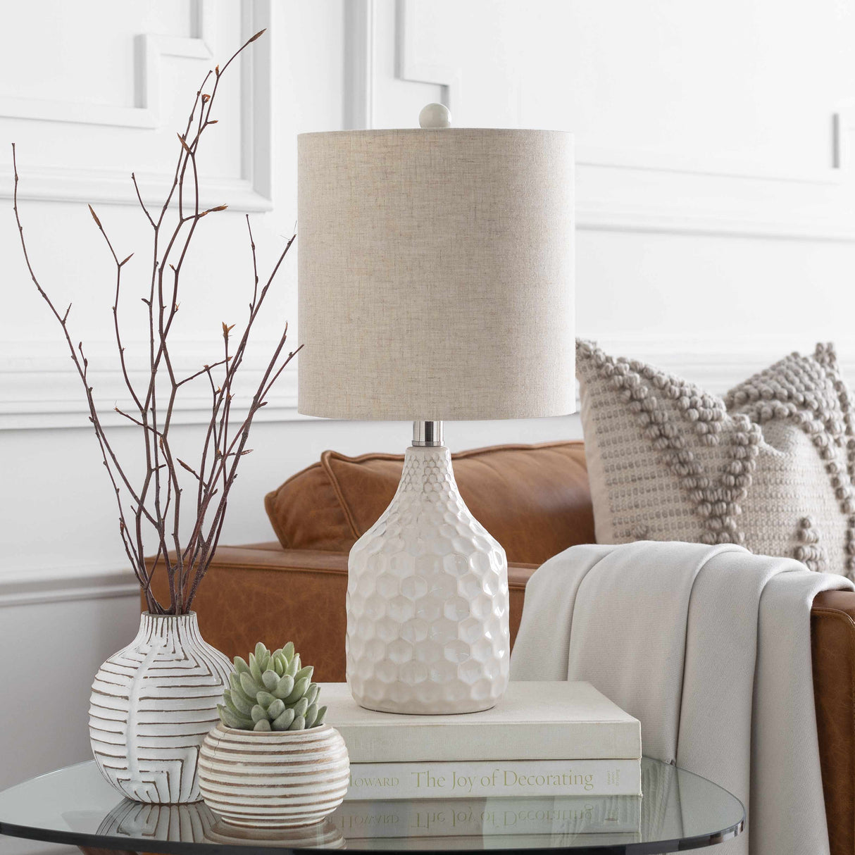 Gulmarrad Textured Ivory Ceramic Table Lamp-Lighting-Parc Decor