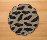 Halloween Bat Beaded Placemat Handmade Round Black Gold Table Decor Gothic Dining Mat Scalloped Edge Spooky Party Setting Gift-table tops-Parc Decor