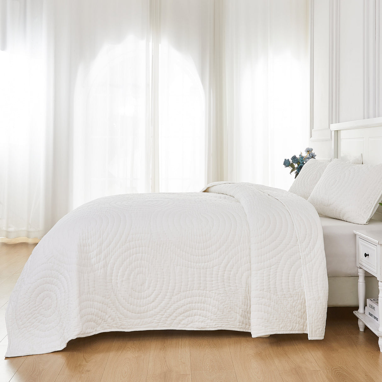 Halo Cotton Voile Hand Stitched Quilt Set-Quilt-Parc Decor