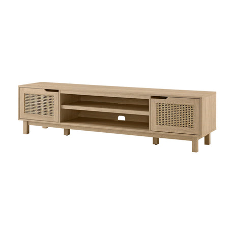 Hamkke Boho 2-Door Faux Rattan TV Stand-Entertainment-Parc Decor