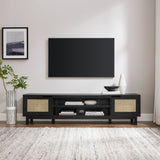 Hamkke Boho 2-Door Faux Rattan TV Stand-Entertainment-Parc Decor