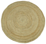 Hand Braided Solid Round natural Brown Jute Rug