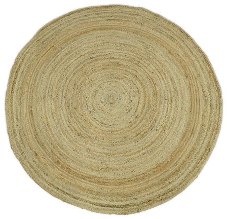 Hand Braided Solid Round natural Brown Jute Rug