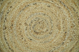 Hand Braided Solid Round natural Brown Jute Rug