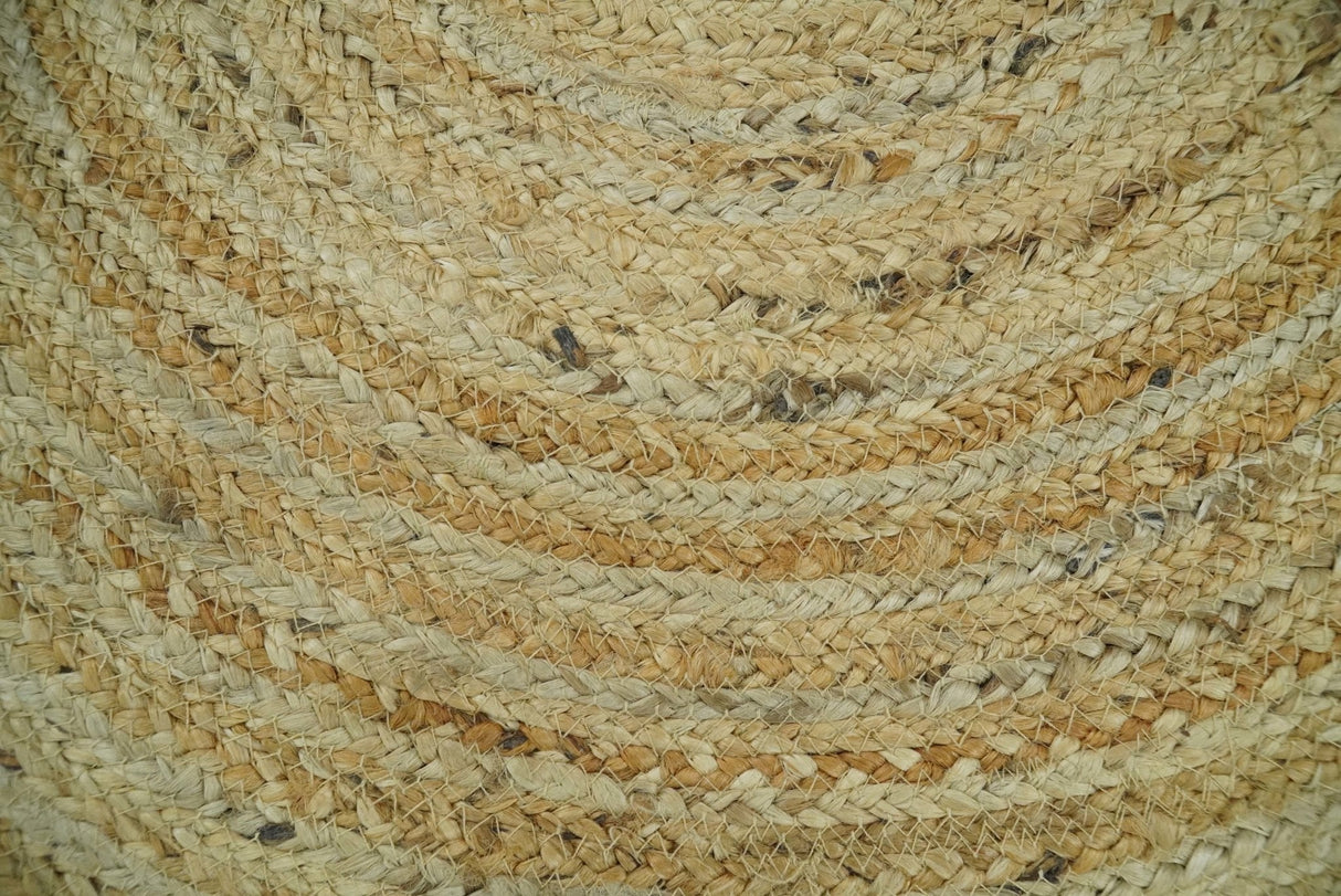 Hand Braided Solid Round natural Brown Jute Rug