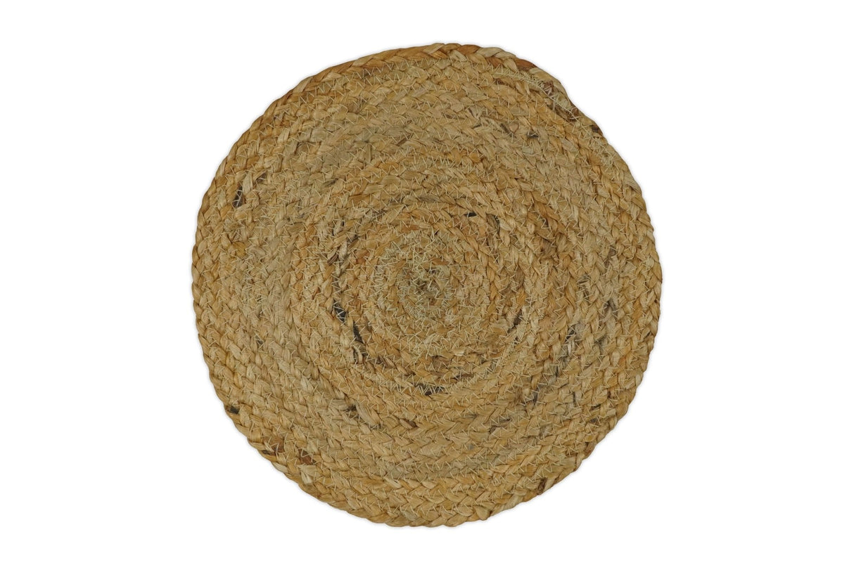 Hand Braided Solid Round natural Brown Jute Rug