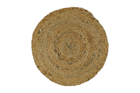 Hand Braided Solid Round natural Brown Jute Rug