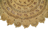 Hand Braided Solid Round Natural Brown Jute Silsal Rug