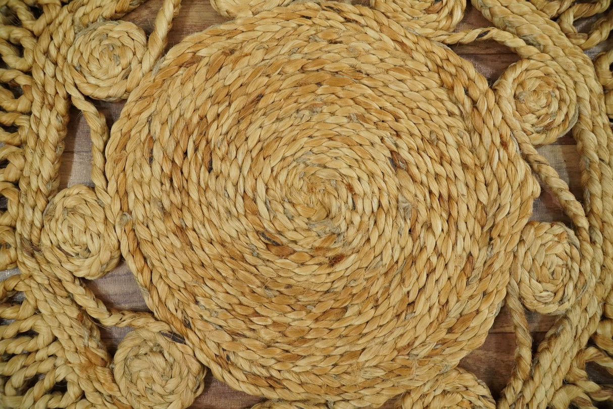 Hand Braided Solid Round Natural Brown Jute Silsal Rug