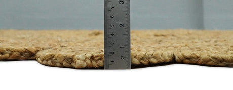 Hand Braided Solid Round Natural Brown Jute Silsal Rug