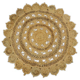 Hand Braided Solid Round Natural Brown Jute Silsal Rug