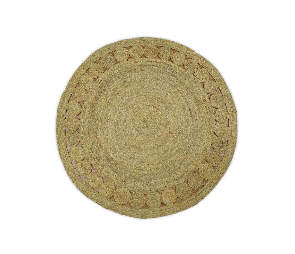 Hand Braided Solid Round natural Brown Jute Sisal Rug