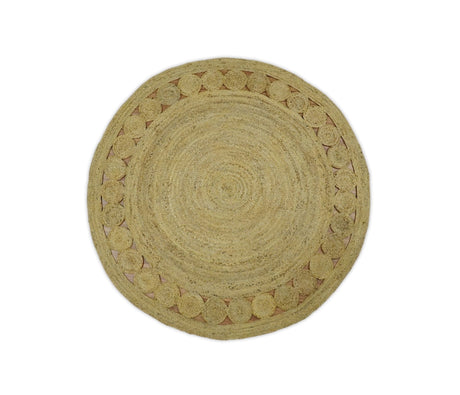 Hand Braided Solid Round natural Brown Jute Sisal Rug