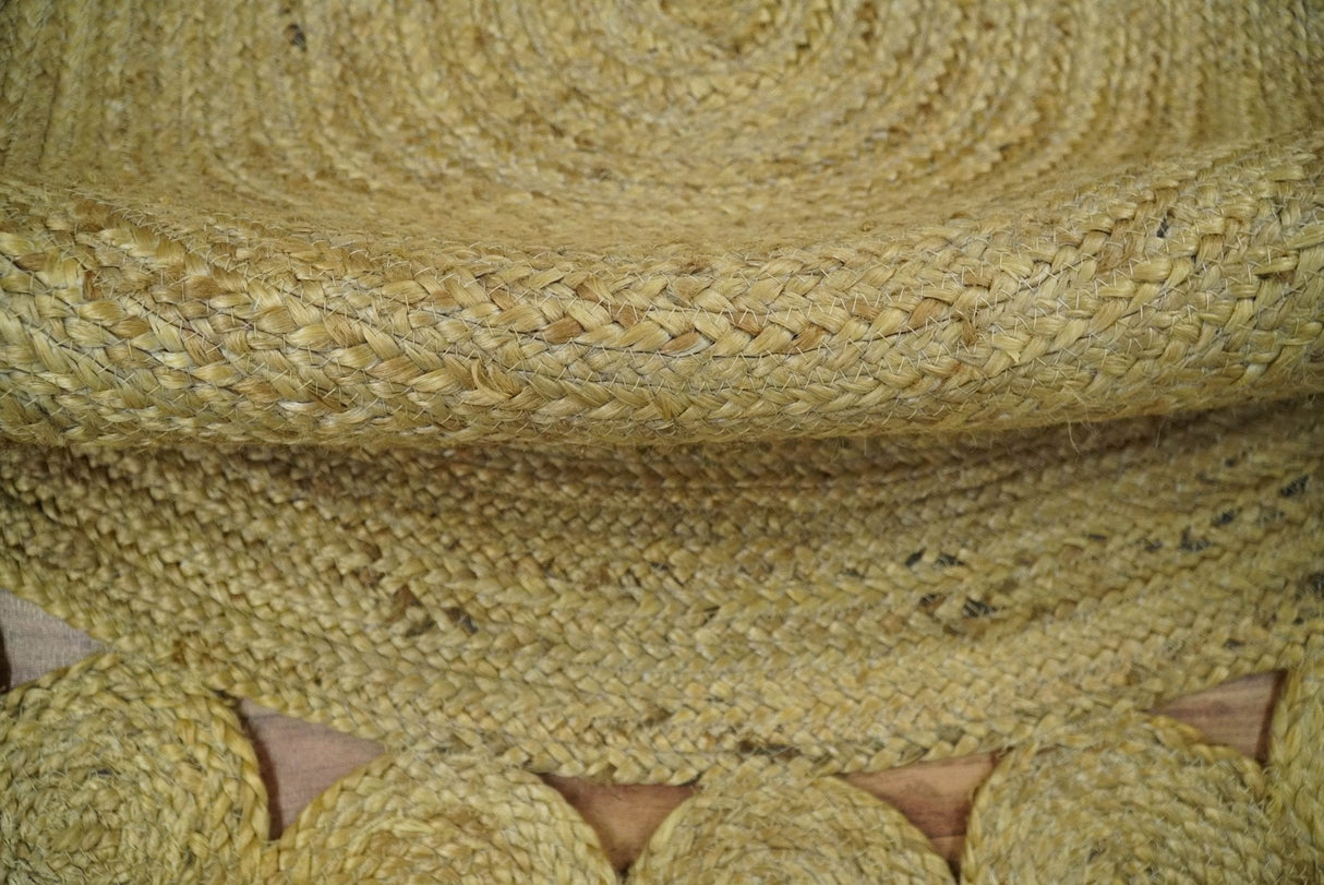 Hand Braided Solid Round natural Brown Jute Sisal Rug