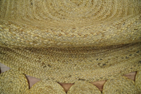 Hand Braided Solid Round natural Brown Jute Sisal Rug