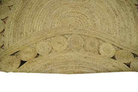 Hand Braided Solid Round natural Brown Jute Sisal Rug