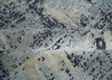 Hand Carved 8x10 Knotted Beige, Silver and Charcoal Modern Abstract Wool And Bamboo Silk Area Rug