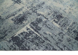 Hand Carved 8x10 Knotted Beige, Silver and Charcoal Modern Abstract Wool And Bamboo Silk Area Rug