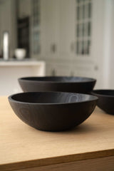 Hand Carved Charred Wooden Salad Bowl Set-Parc Decor