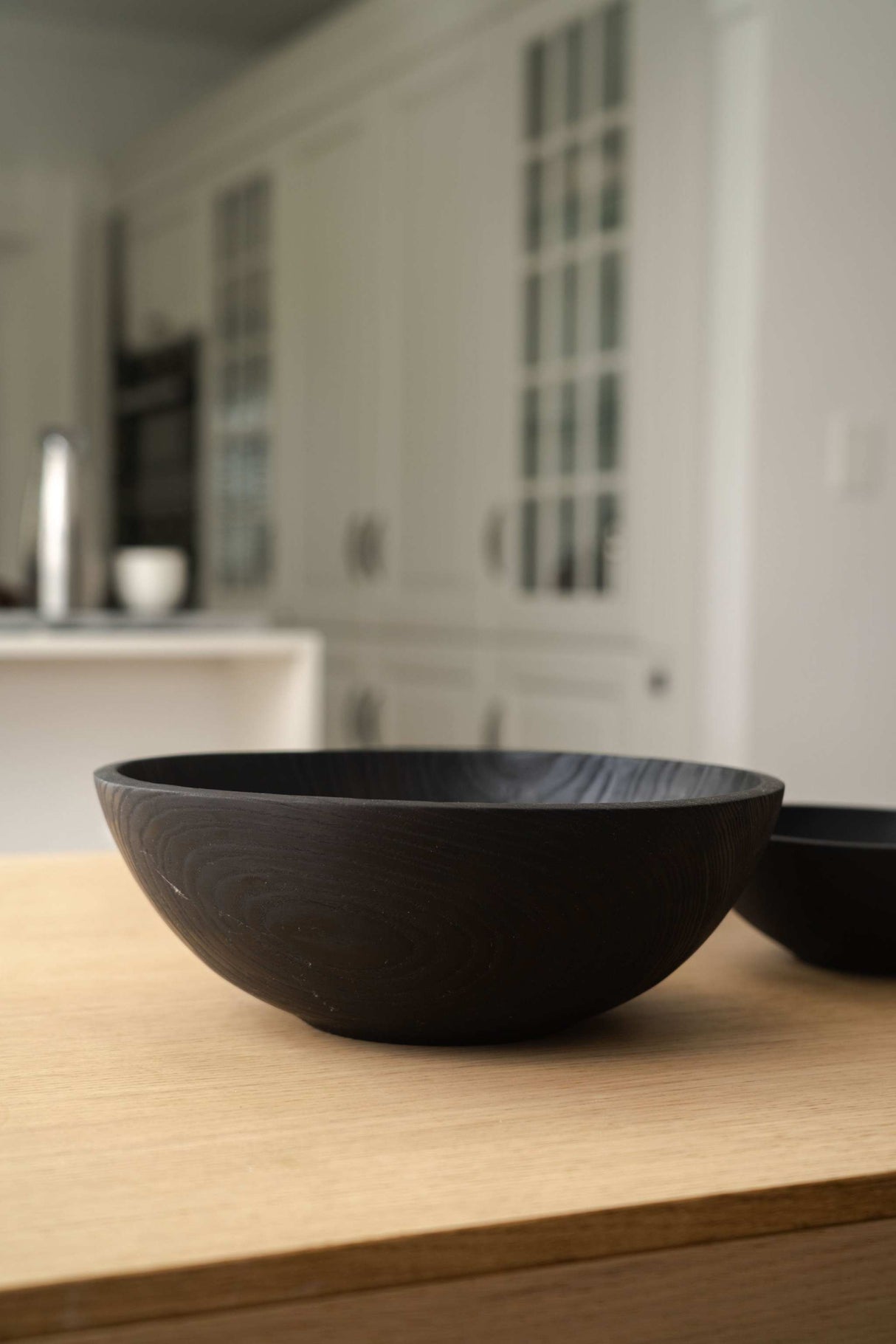 Hand Carved Charred Wooden Salad Bowl Set-Parc Decor