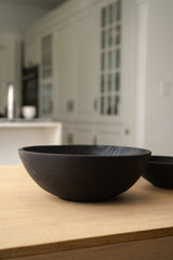 Hand Carved Charred Wooden Salad Bowl Set-Parc Decor